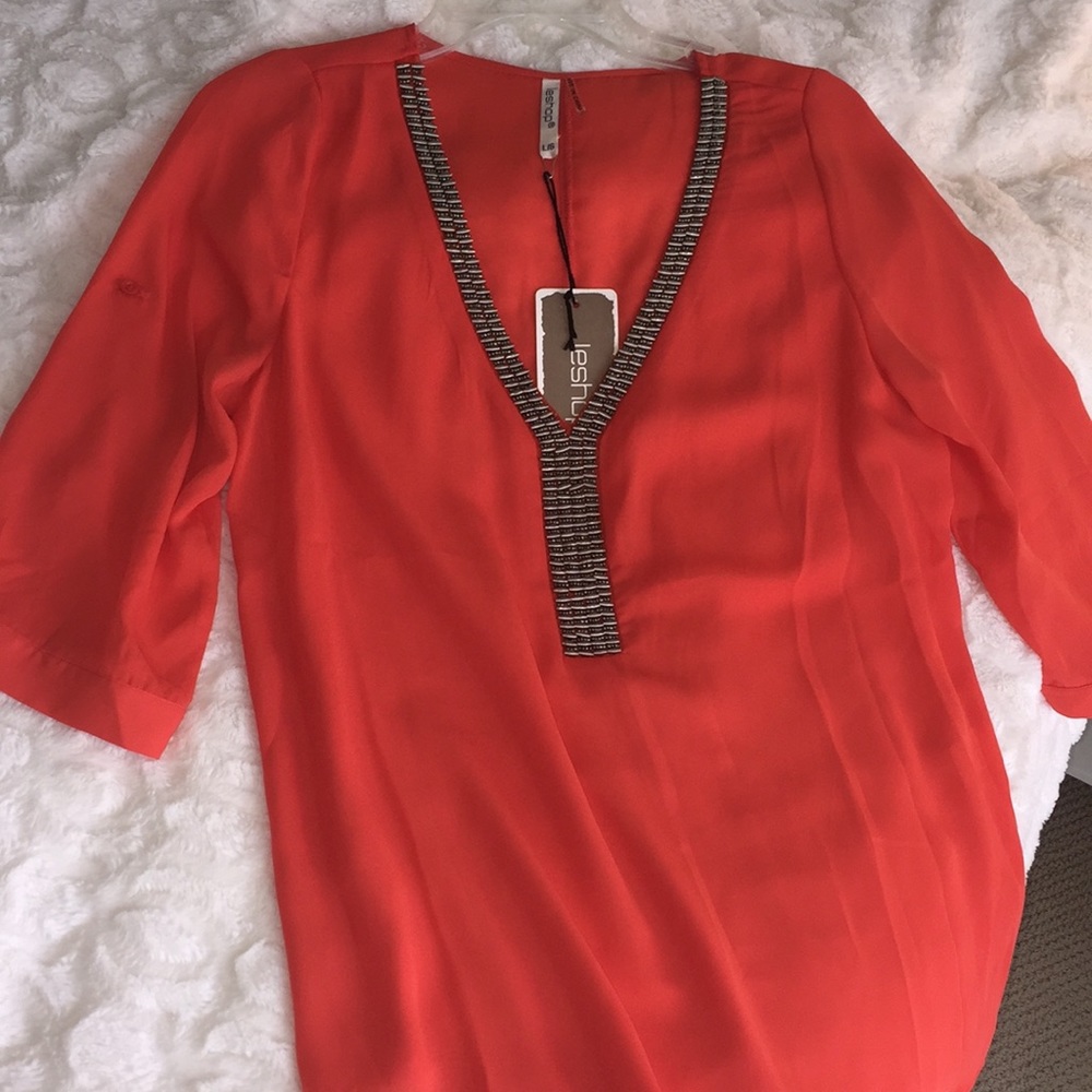 Embellished Orange Blouse